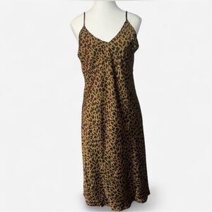 A‎ New Day Cheetah Print Satin Slip Dress Size Medium